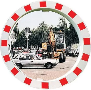Bezpečnostní zrcadlo Zrcadlo dopravní, venkovní, červeno-bílý rám, kruhové, průměr 750 mm (zrcadlo 600 mm)