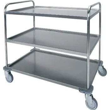 Policový vozík nerezový, 3 police, v x d x š: 1080x730x1150 mm
