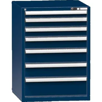 Zásuvková dílenská skříňka, 7 x zásuvka, v x š x h: 990 x 731 x 780 mm, barva tmavě modrá RAL5010