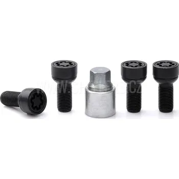 Autodoplněk Pojistné bezpečnostní šrouby M14x1,5x28 kulová R14, klíč 17, SICUSTAR BVN528R14, Mercedes, černé