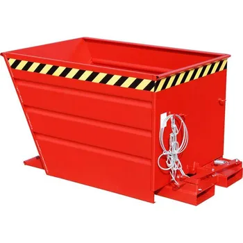 Přepravník Výklopný ocelový přepravník, objem 550 l, d x š x v: 1370x800x730 mm, barva červená RAL3000