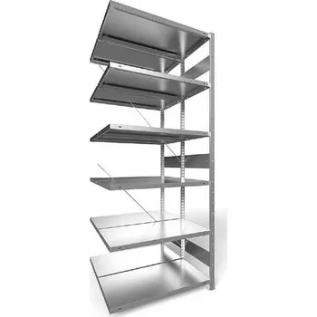 Dílenský regál Zásuvný regál CLIP S3, dvoustranný, V: 2500 mm, 2 x 6 polic 1000 x 500 mm, nosnost 230 kg, pozinkovaný, přídavný