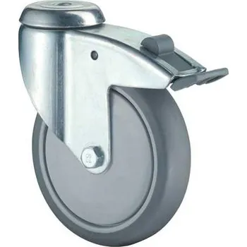Pojezdové kolečko Přístrojové kolečko, otočné s brzdou, pr. 100 mm, s hřbetním otvorem, nosnost 80 kg