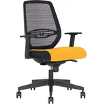 Kancelářská otočná židle NEOS, podstava černá, opěradlo síťované, sedák žlutý
