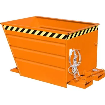 Přepravník Výklopný ocelový přepravník, objem 550 l, d x š x v: 1370x800x730 mm, barva oranžová RAL2000