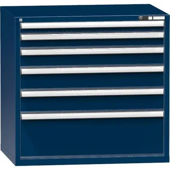 Zásuvková dílenská skříňka, v x š x h: 990 x 1037 x 780 mm, 6 x zásuvka, barva tmavě modrá RAL5010