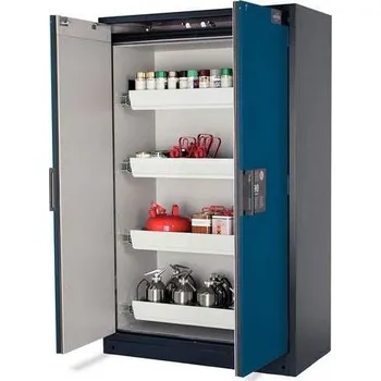 Bezpečnostní skříň na chemikálie 90 min., 4 zásuvky, š. 1200 mm, TSA/AGT, dveře modré