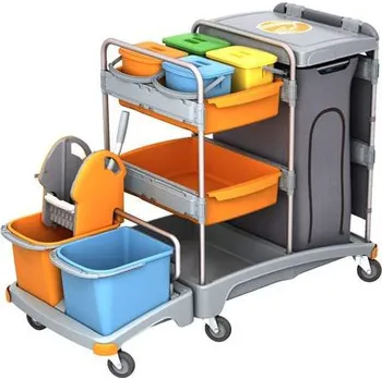 Profesionální úklidový vozík XXL se ždímačem, plastový podvozek