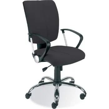 Kancelářská otočná židle CINQUE s područkami, potah z látky Oban - barva černá, nosný kříž z chromované oceli