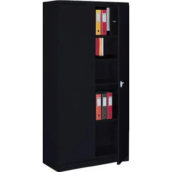 Kovová skříň s vnitřní schránkou, v x š x h: 1990 x 1000 x 435 mm, barva: korpusu černá RAL9005 / dveří černá RAL9005