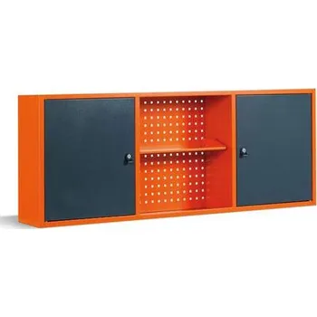 Nástěnná skříňka TECHNO Light, šířka 1596 mm, barva oranžová RAL2004/antracit RAL7016.