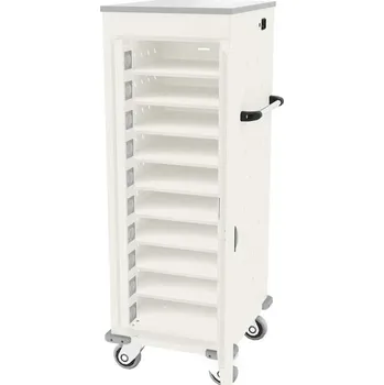 Skříň na notebooky s napájením, 10 přihrádek, š x h x v: 530x540x1250 mm, barva: korpusu bílá RAL9010/ dveří bílá RAL9010