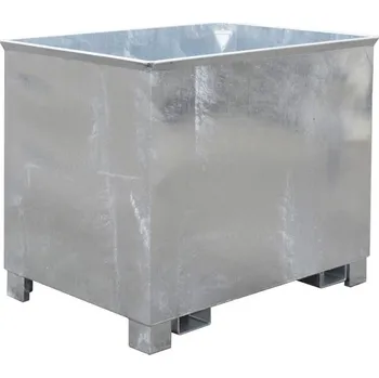 Přepravník Výklopný kovový přepravník pro otočné vidle, objem 800 l, nosnost 1000 kg, d x š x v: 840 x 1240 x 975 mm, žárově zinkovaná