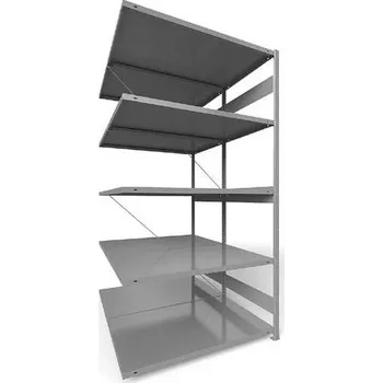 Dílenský regál Zásuvný regál CLIP S3, dvoustranný, V: 2500 mm, 2 x 6 polic 1300 x 800 mm, nosnost 230 kg, šedý, přídavný