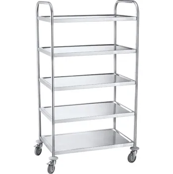 Servírovací vozík z nerezové oceli, 5 polic, v x š x d: 1560x590x910 mm
