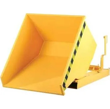 Přepravník Samovýklopný přepravník, objem 900 l, nosnost 1000 kg, d x š x v: 1500 x 1560 x 820 mm, barva žlutá RAL1033