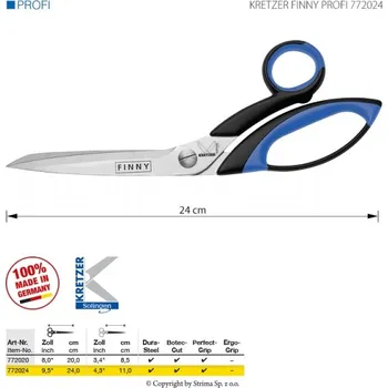 Krejčovské nůžky Nůžky KRETZER FINNY PROFI 772024 9,5/24 cm