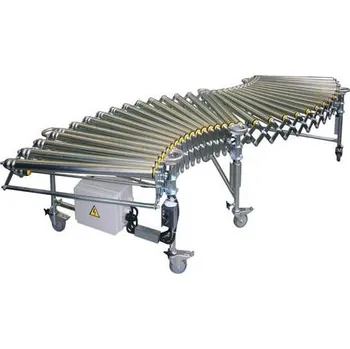 Dopravníkový pás Roztažitelný a natáčecí dopravník s pohonem 36W, ocelové válečky, šířka 500 mm, délka 1050-2200 mm