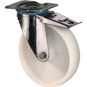 Pojezdové kolečko Nerezové transportní kolečko, otočné s brzdou, polyamid, pr. 150 mm, nosnost 180 kg