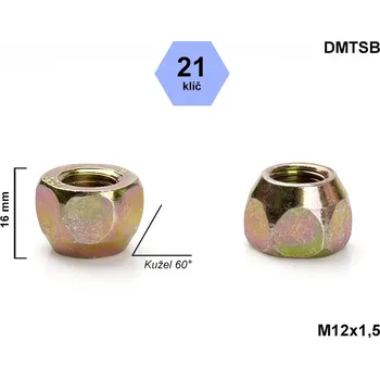 Matice na kolo Kolová matice M12x1,5 kužel otevřená, klíč 21, DMTSB výška16 mm