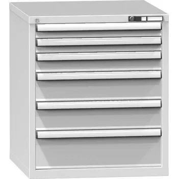 Zásuvková dílenská skříňka, 6 x zásuvka, v x š x h: 840 x 731 x 780 mm, barva šedá RAL7035