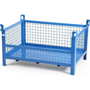 paleta Ohradová paleta, kovová, 1200 x 800 mm, 3 síťované bočnice a 1 snížená bočnice, barva modrá RAL5010