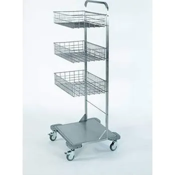 Nerezový pojízdný stojan se 3 závěsnými koši, v x š x h: 1440x570x550 mm.