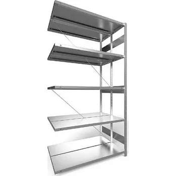 Dílenský regál Zásuvný regál CLIP S3, dvoustranný, V: 2500 mm, 2 x 6 polic 1300 x 400 mm, nosnost 230 kg, pozinkovaný, přídavný