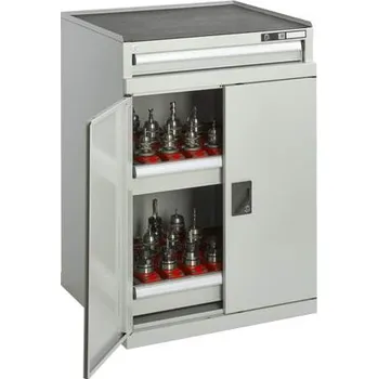 Strojní skříňka na CNC nástroje, d x š x v: 731x620x1010 mm, korpus šedý RAL7035/dveře šedé RAL7035
