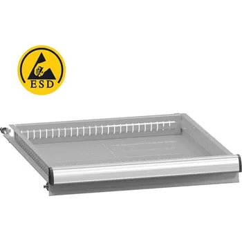 ESD zásuvka s kuličkovými pojezdy 88%, nosnost 70 kg, vč. montážního materiálu, výška 200 mm, lakovaná, barva šedá RAL7035
