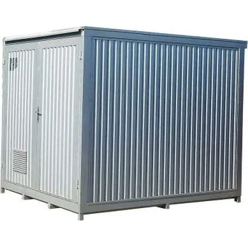 Skladový kontejner Skladový ocelový kontejner se záchytnou vanou, dxšxv: 3050x2440x2420 mm, podlaha ocelový rošt, lak šedý RAL9007