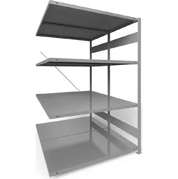 Dílenský regál Zásuvný regál CLIP S3, dvoustranný, V: 2000 mm, 2 x 5 polic 1300 x 800 mm, nosnost 230 kg, šedý, přídavný