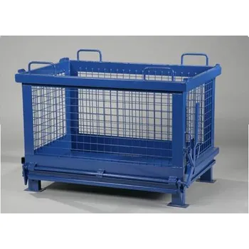 Přepravník Přepravník s výklopným dnem, síťovaný, objem 570 l, nosnost 900 kg, d x š x v: 1200 x 800 x 910 mm, barva modrá RAL5010