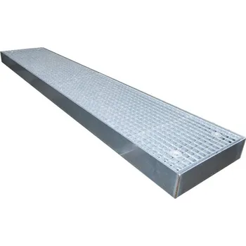 Nářadí na výměnu oleje Podlahová záchytná vana, s certifikátem, pozinkovaná, záchytný objem 111 l, d x š x v: 2500x500x123 mm