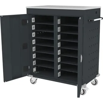 Skříň na notebooky, s napájením, 16 přihrádek, š x h x v: 920x540x1060 mm, barva: korpusu antracit RAL7016/ dveří antracit RAL7016