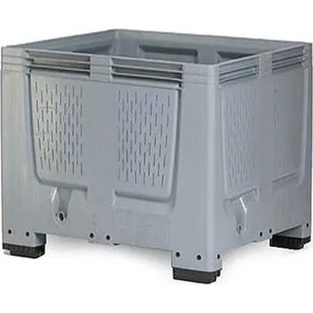 Přepravník Velký přepravník z polyetylenu, s víkem, uzamykatelný, perforované stěny, 1200x1000x1000 mm, na nohách