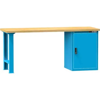 Dílenský stůl Dílenský stůl KOMBI, d x h x v: 1500x700x880 mm, 1 x skříňka, barva modrá RAL5012