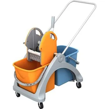 Dvojité pojízdné vědro se ždímačem, plastový podvozek