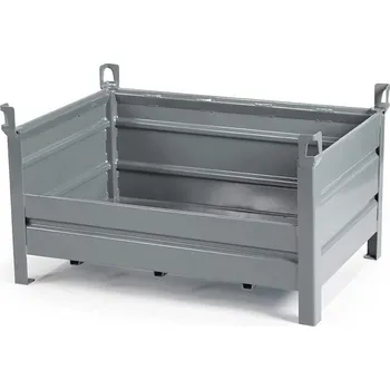 paleta Ohradová paleta, kovová , 1200 x 800 mm, 3 plné a 1 snížená bočnice, barva šedá RAL7005