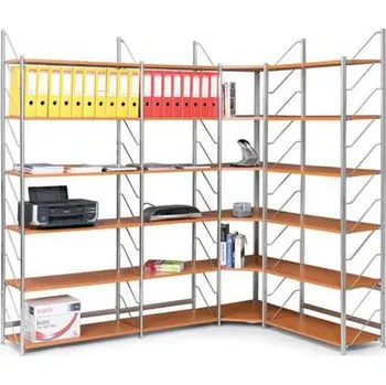 Prodejní regál Kancelářský regál, přídavný rohový, v x š x h: 2030x560x365 mm, 6 polic, barva šedá/rám antracitový