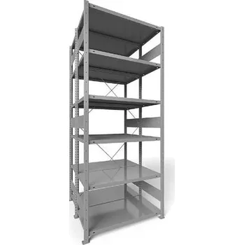 Dílenský regál Zásuvný regál CLIP S3, dvoustranný, V: 2500 mm, 2 x 6 polic 1000 x 500 mm, nosnost 230 kg, šedý, základní