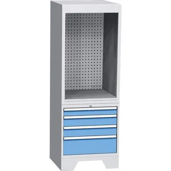 Kontrolní pracoviště š x h x v: 720x700x2010 mm, 4x zásuvka, šedá RAL7035/modrá RAL5012