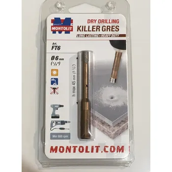 Vrták Montolit FT Diamantová korunka KILLER na vrtání za sucha do extrémně tvrdých materiálů, Ø 6 mm, FT6