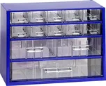 Ukládací skříňka se zásuvkami 306 x 155 x 238 mm, modrá, 13 zásuvek
