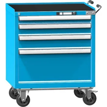 Pojízdná dílenská skříňka se 4 zásuvkami, v x š x h: 863 x 731 x 780 mm, barva modrá RAL5012