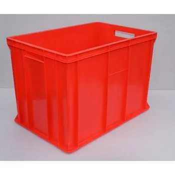 Plastová přepravka Euro400, 600 x 400 x 410 mm, plné stěny, barva červená.
