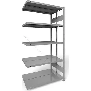 Dílenský regál Zásuvný regál CLIP S3, dvoustranný, V: 2000 mm, 2 x 5 polic 1000 x 300 mm, nosnost 150 kg, šedý, přídavný