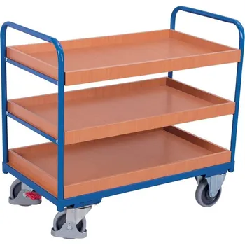 Plošinový vozík Nízký etážový vozík VARIOfit - tři vany, 1200 x 800 mm, nosnost 250 kg