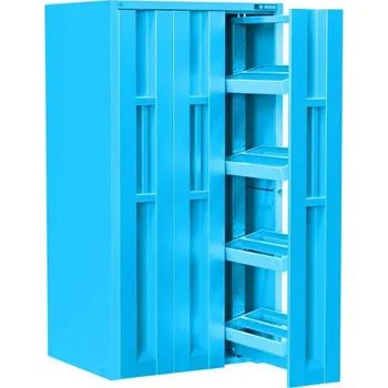 Skříň se 3 vertikálními výsuvnými rámy a držáky na nástroje, v x š x h: 1950x1044x790 mm, barva modrá RAL5012