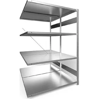 Dílenský regál Zásuvný regál CLIP S3, dvoustranný, V: 2000 mm, 2 x 5 polic 1300 x 800 mm, nosnost 230 kg, pozinkovaný, přídavný